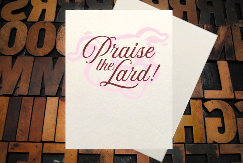 Letterpress Card with an image of a Torch, arrow, and vines