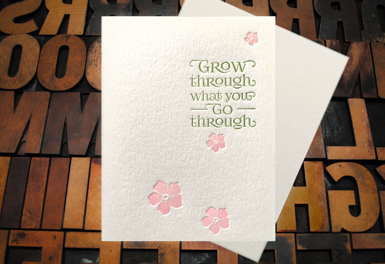 Letterpress Card with an image of a southern oak tree and the text, "with Sympathy"