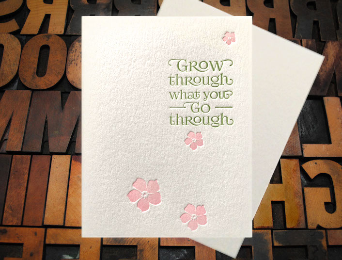 Letterpress Card with an image of a southern oak tree and the text, "with Sympathy"