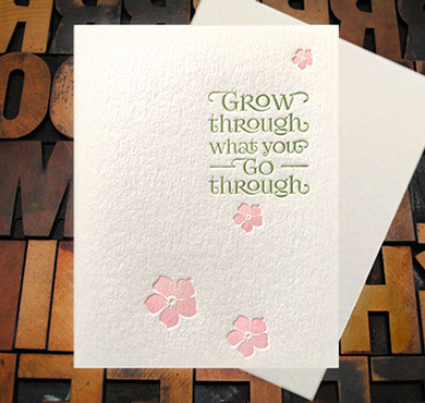 Letterpress Card with an image of a southern oak tree and the text, "with Sympathy"