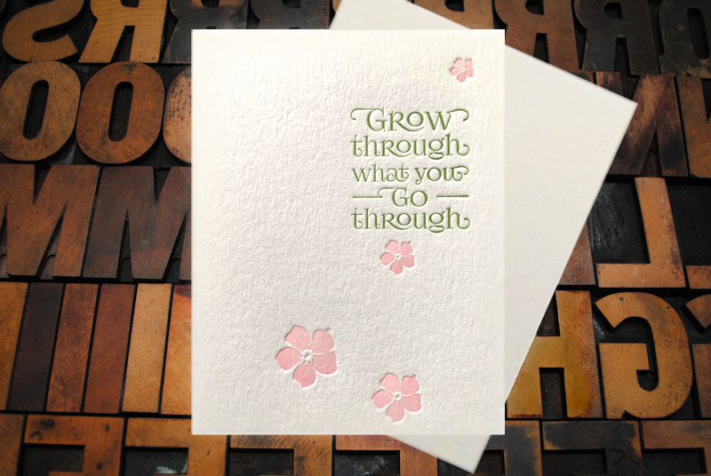 Letterpress Card with an image of a southern oak tree and the text, "with Sympathy"