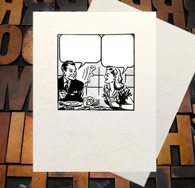 Letterpress Card with an image of a man running with a large pen and the text, "Someone's bad idea just became my BIG problem!"