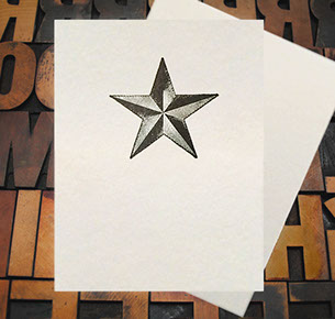 Letterpress Card with an image of a star