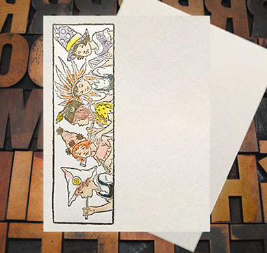 Letterpress Card with an image of children partying