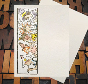 Letterpress Card with an image of children partying