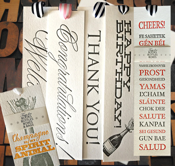 Letterpress Wine and Gift Tags featuring various sayings