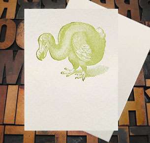 Letterpress Card with an image of a dodo.