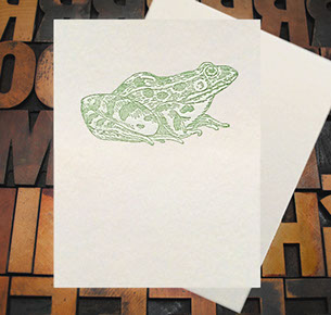 Letterpress Card with an image of a frog