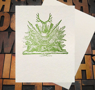 Letterpress Card with an image of a hunting scene