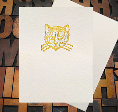 Letterpress Card with an image of a stunned looking cat