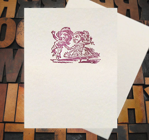 Letterpress Card with an image of two poeple dancing