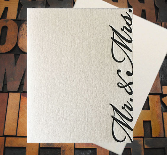Letterpress Card with the text, "Mr. & Mrs." in a script typeface