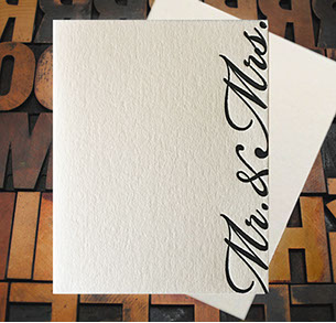 Letterpress Card with the text, "Mr. & Mrs." in a script typeface