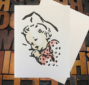 Letterpress Card with an image of a baby sleeping