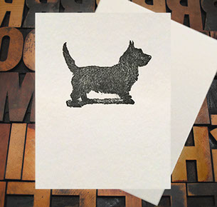 Letterpress Card with an image of a Norwich Terrier