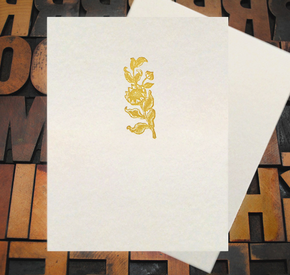 Letterpress Card with an image of a golden sunflower
