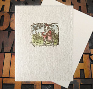 Letterpress Card with a vintage Santa illustration